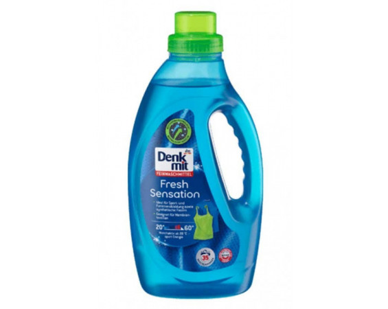 Denkmit Fresh Sensation -жидкий порошок для стирки синтетических и мембранных тканей.