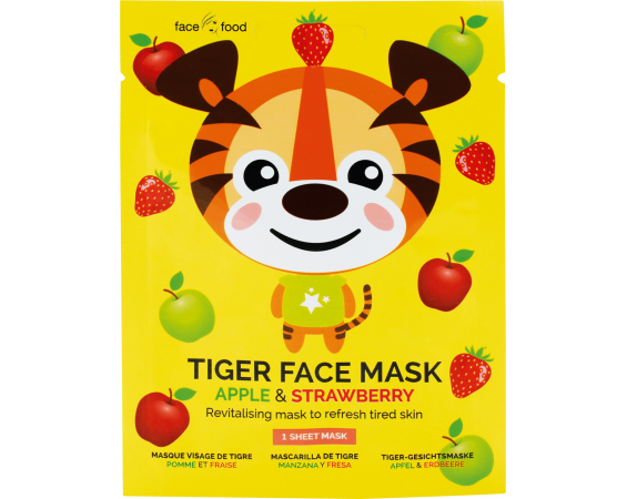 Текстильная маска для лица Тигр с яблоком клубника, 1 шт