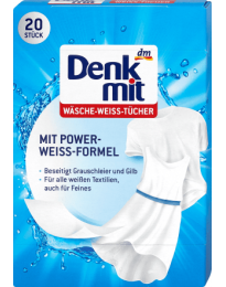 Denkmit Wäsche-Weiss-Tücher - Отбеливающие салфетки для стирки белого белья, 20 шт.