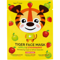 Текстильная маска для лица Тигр с яблоком и клубникой