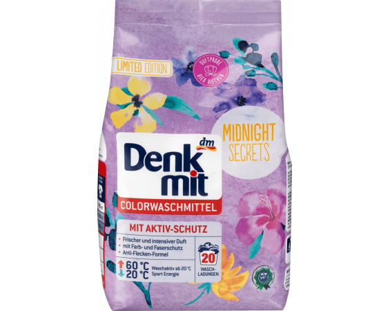 Denkmit Colorwaschmittel Midnight Secrets порошок для стирки цветного белья 20 ст